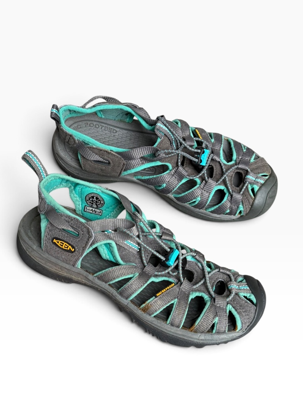 Keen Women's Whisper Waterproof Hiking Sandals Size 6 EU 36 Grey Teal